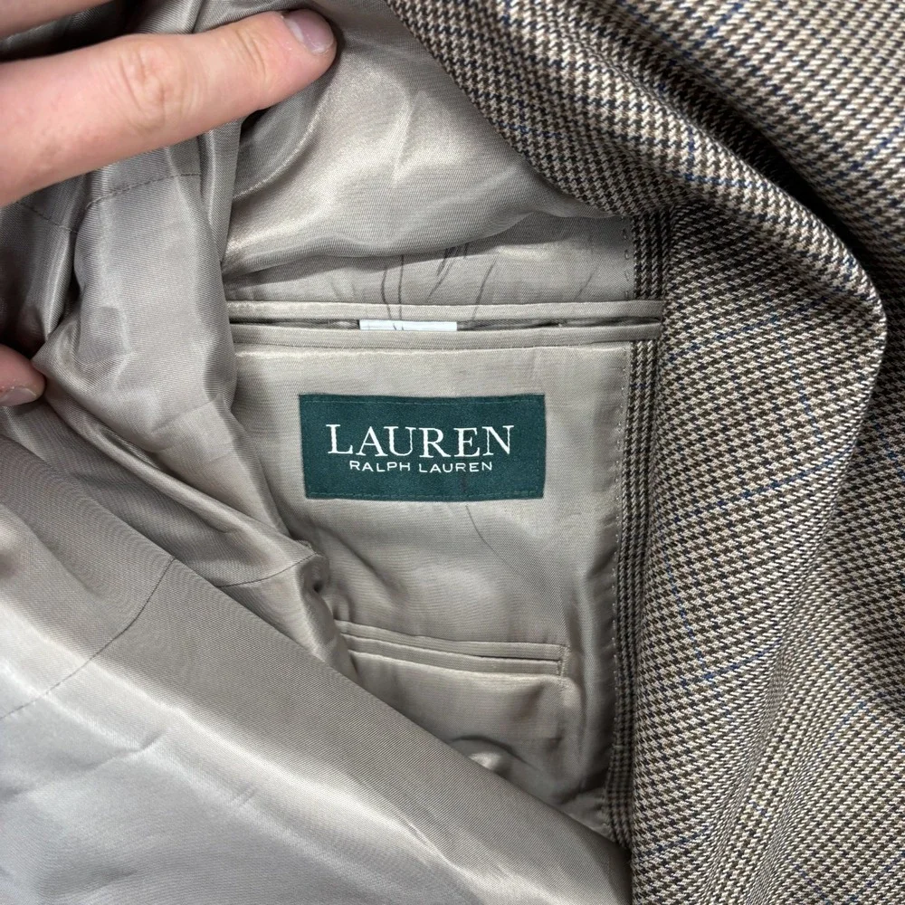 Lauern Ralph Lauren Houndstooth Blazer Men's 40R Preppy Work Sport Coat Brown